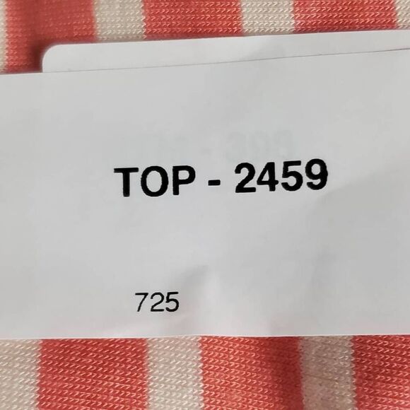 Paper + Tee Coral Striped Tank Top M Crochet Lace Sides Sleeveless Casual - Picture 7 of 7